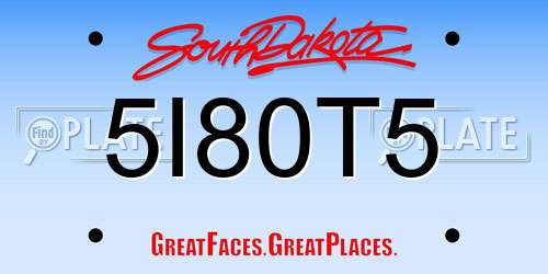 5I80T5 South Dakota License Plate