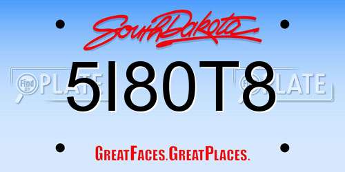 5I80T8 South Dakota License Plate