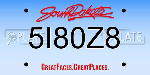 5I80Z8 South Dakota License Plate
