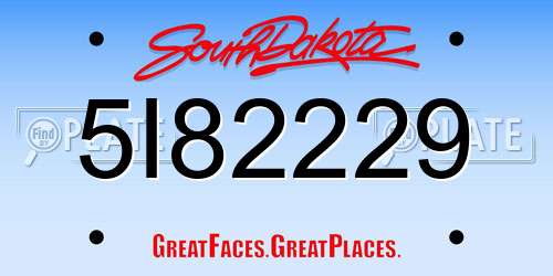 5I82229 South Dakota License Plate