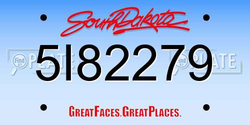 5I82279 South Dakota License Plate
