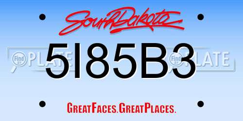 5I85B3 South Dakota License Plate