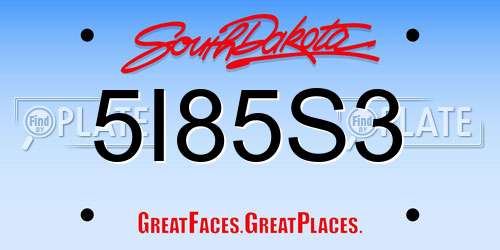 5I85S3 South Dakota License Plate