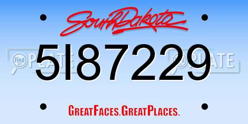5I87229 South Dakota License Plate