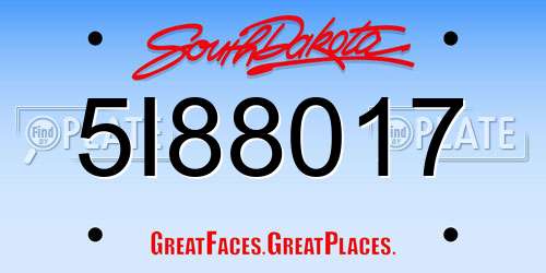 5I88017 South Dakota License Plate