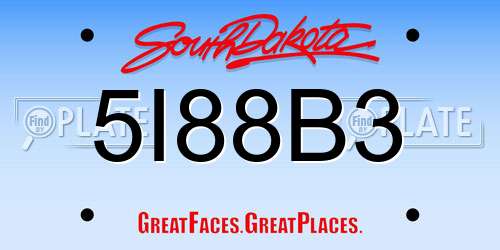 5I88B3 South Dakota License Plate