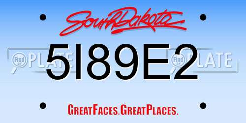 5I89E2 South Dakota License Plate