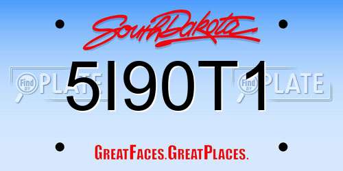 5I90T1 South Dakota License Plate