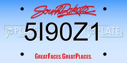 5I90Z1 South Dakota License Plate