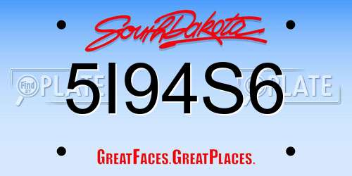 5I94S6 South Dakota License Plate