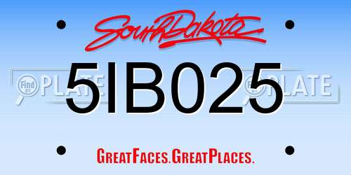 5IB025 South Dakota License Plate