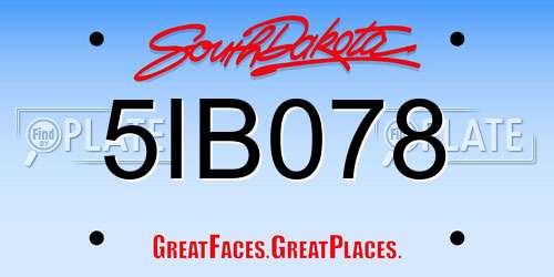 5IB078 South Dakota License Plate