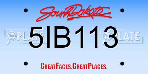 5IB113 South Dakota License Plate