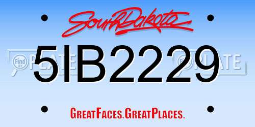 5IB2229 South Dakota License Plate