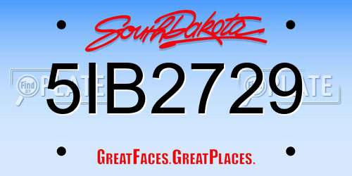 5IB2729 South Dakota License Plate