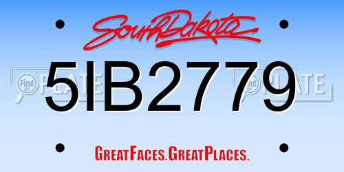 5IB2779 South Dakota License Plate