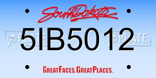 5IB5012 South Dakota License Plate