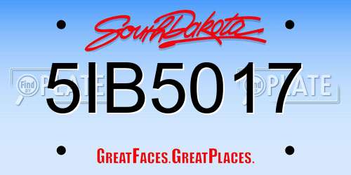 5IB5017 South Dakota License Plate