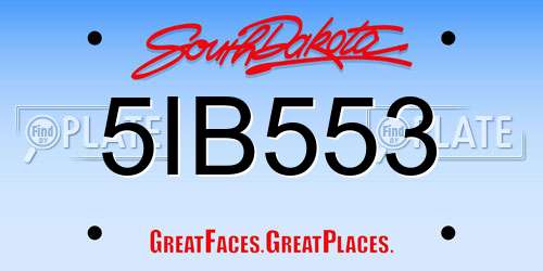 5IB553 South Dakota License Plate