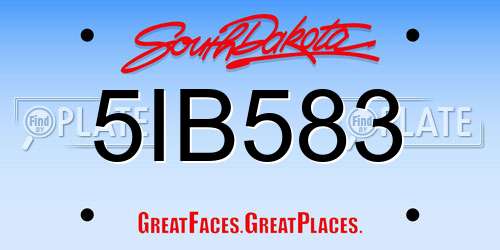 5IB583 South Dakota License Plate