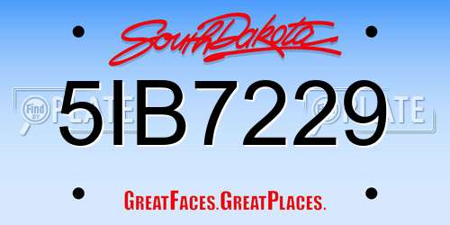 5IB7229 South Dakota License Plate