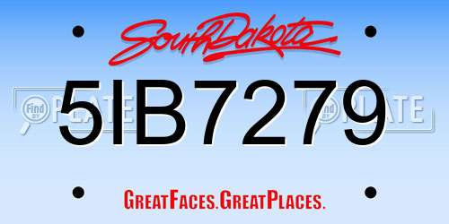 5IB7279 South Dakota License Plate