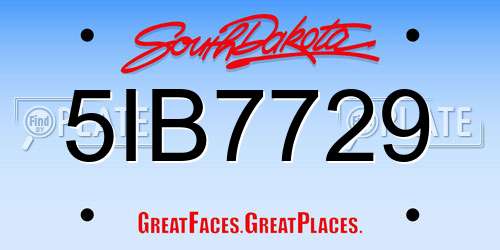 5IB7729 South Dakota License Plate