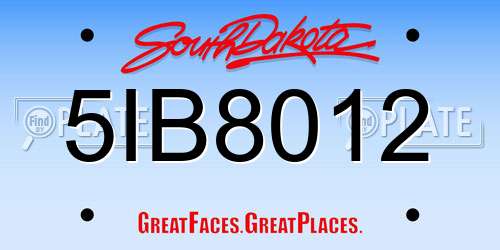 5IB8012 South Dakota License Plate
