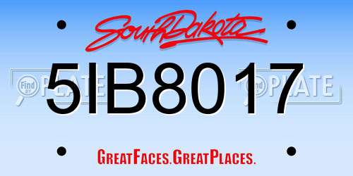 5IB8017 South Dakota License Plate