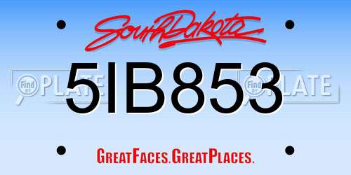 5IB853 South Dakota License Plate