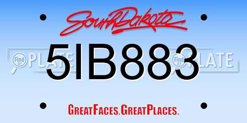5IB883 South Dakota License Plate
