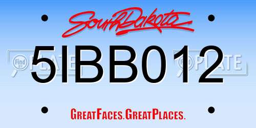 5IBB012 South Dakota License Plate