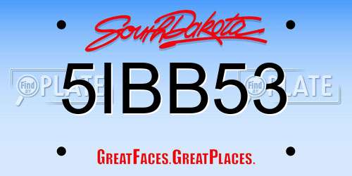 5IBB53 South Dakota License Plate