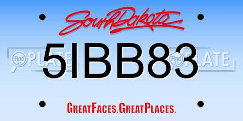 5IBB83 South Dakota License Plate