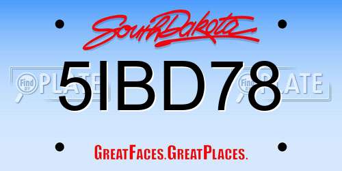 5IBD78 South Dakota License Plate