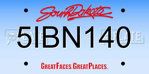 5IBN140 South Dakota License Plate