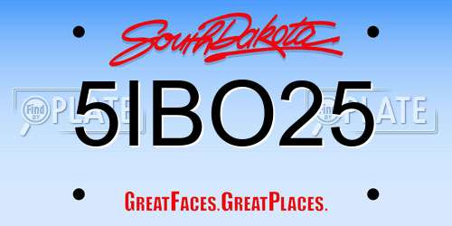 5IBO25 South Dakota License Plate