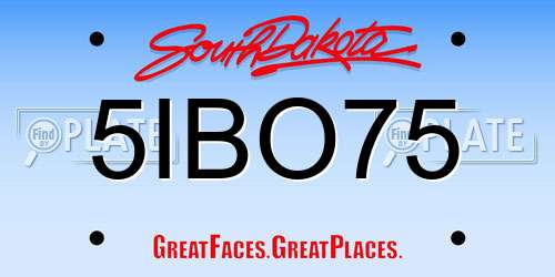 5IBO75 South Dakota License Plate