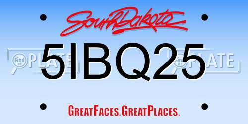 5IBQ25 South Dakota License Plate