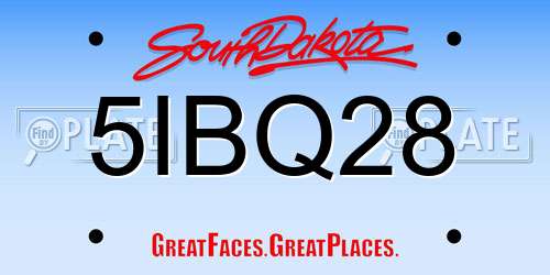 5IBQ28 South Dakota License Plate