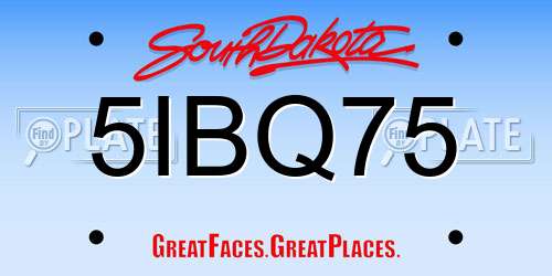 5IBQ75 South Dakota License Plate