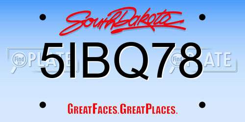 5IBQ78 South Dakota License Plate