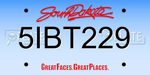 5IBT229 South Dakota License Plate