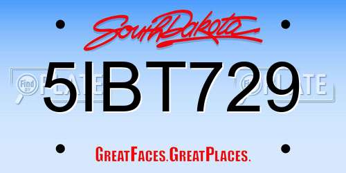 5IBT729 South Dakota License Plate