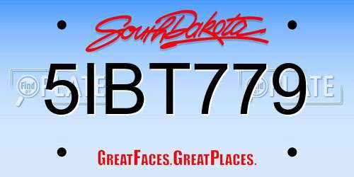 5IBT779 South Dakota License Plate