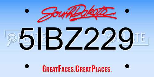 5IBZ229 South Dakota License Plate