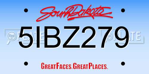 5IBZ279 South Dakota License Plate