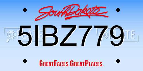 5IBZ779 South Dakota License Plate