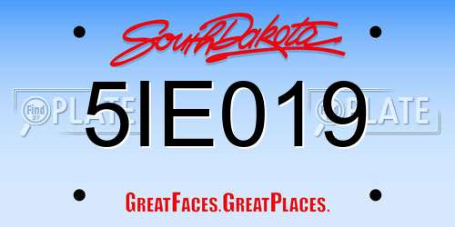 5IE019 South Dakota License Plate