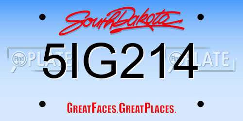 5IG214 South Dakota License Plate